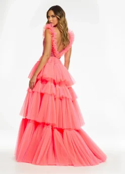 Ashley Lauren - Tiered Ruffle Ball Gown With Illusion Bodice | Runway Fashion Haus 12 Ashley Lauren - Tiered Ruffle Ball Gown With Illusion Bodice | Runway Fashion Haus -Fashion Dress Shop 11140 b.2000
