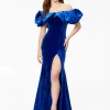 Ashley Lauren - Off Shoulder Velvet Gown With Oversized Ruffle | Runway Fashion Haus