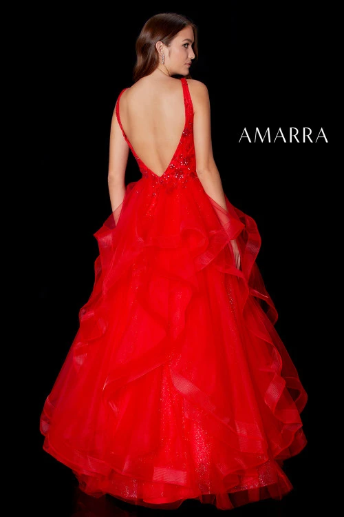 Plunging V-neck Ball Gown Prom Dress Amarra 87334 1 Plunging V-neck Ball Gown Prom Dress Amarra 87334