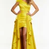 Feathered Single Shoulder Ashley Lauren Prom Dress 11134