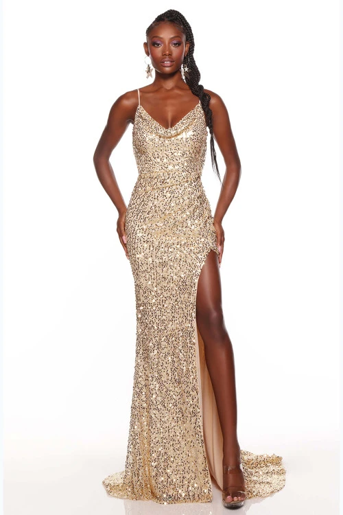 ALYCE PARIS Cowl Beaded Alyce Prom Dress 61378 3 ALYCE PARIS Cowl Beaded Alyce Prom Dress 61378 - Image 3