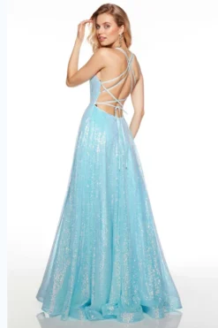 ALYCE PARIS Pleaded A-Line Alyce Prom Dress 61398