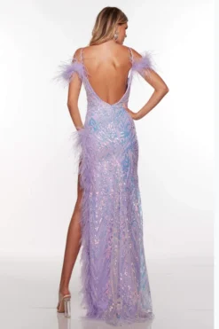 ALYCE PARIS Feathered Accent Alyce Prom Dress 61402