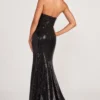 Sequined Halter Colette By Mon Cheri Prom Dress CL2066