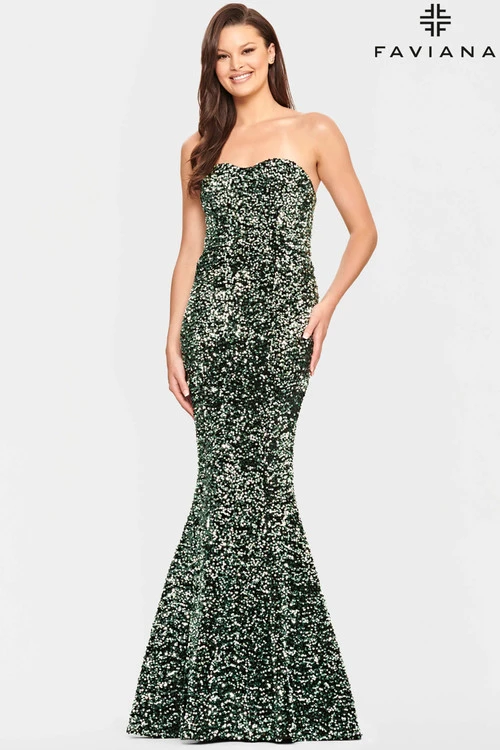 Velvet Sequin Faviana Prom Dress S10819 4 Velvet Sequin Faviana Prom Dress S10819 - Image 4