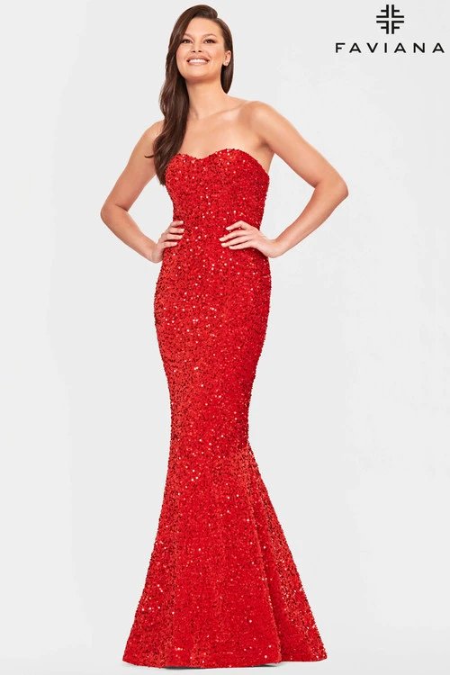 Velvet Sequin Faviana Prom Dress S10819 2 Velvet Sequin Faviana Prom Dress S10819 - Image 2