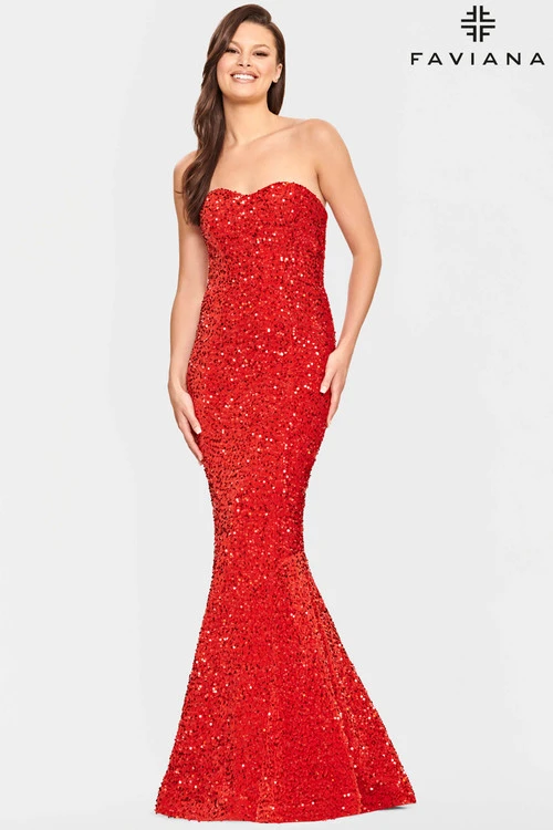 Velvet Sequin Faviana Prom Dress S10819 3 Velvet Sequin Faviana Prom Dress S10819 - Image 3