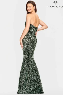 Velvet Sequin Faviana Prom Dress S10819