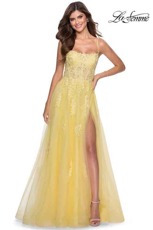 Tulle A-Line Prom Dress La Femme 28470 2 Tulle A-Line Prom Dress La Femme 28470 - Image 2