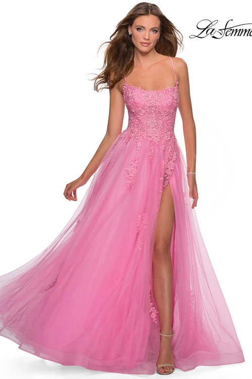Tulle A-Line Prom Dress La Femme 28470 3 Tulle A-Line Prom Dress La Femme 28470 - Image 3