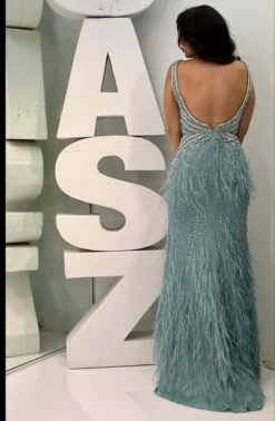 Feathered Sheath Jasz Couture Prom Dress 7427 -Fashion Dress Shop jasz 7427 c 34023.1671660261