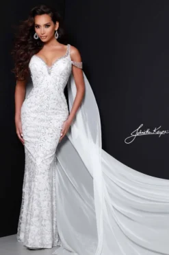 V-neck Beaded Johnathan Kayne Pageant Dress 2413