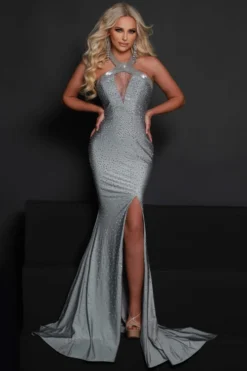 Sequin Halter Straps Prom Dress Johnathan Kayne 2615