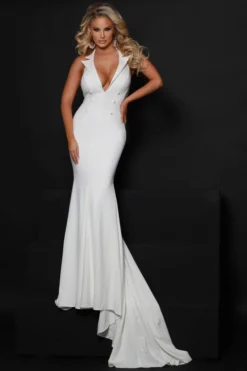 Tux Lapelled V-Plunging Johnathan Kayne Prom Dress 2633