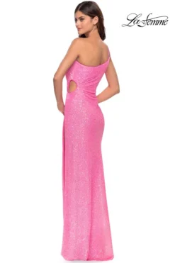 Sequined One Shoulder Cutout La Femme Prom Dress 31213