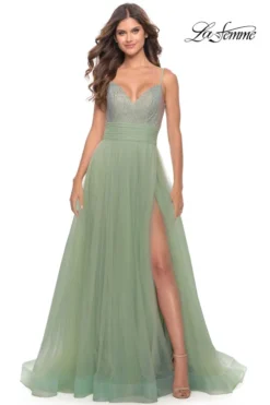 Studded Tulle La Femme Prom Dress 31238