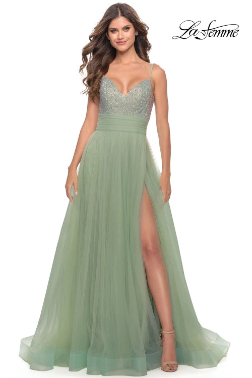 Studded Tulle La Femme Prom Dress 31238 1 Studded Tulle La Femme Prom Dress 31238