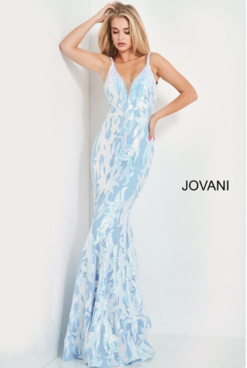 Metallic Sequined Prom Dress Jovani 3263 -Fashion Dress Shop lightblue 32193.1676477494