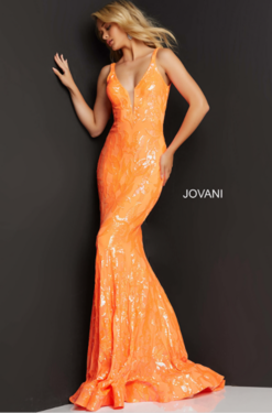 Metallic Sequined Prom Dress Jovani 3263 -Fashion Dress Shop orange 17214.1676477500